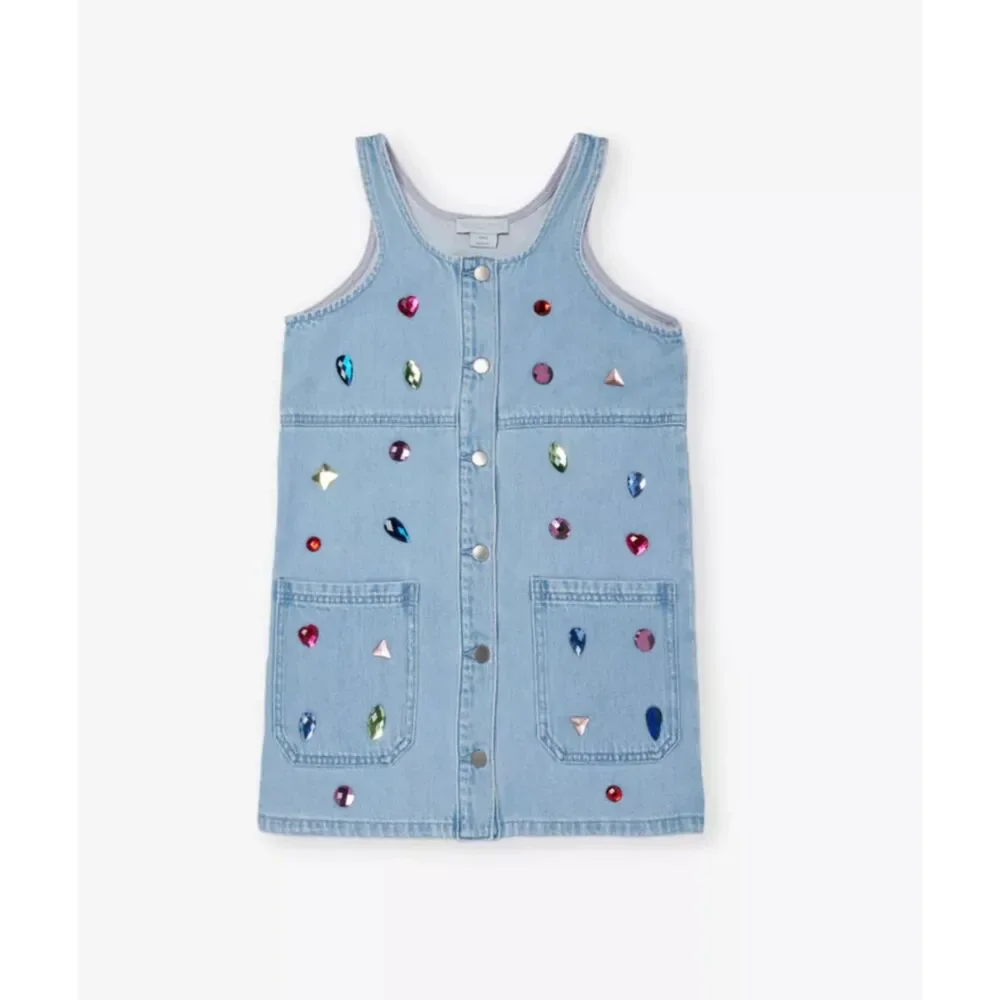 STELLA MCCARTNEY Jewel-Embellished Girls Denim Dress 8Y